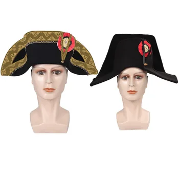 צרפתי קפטן כובע נפוליאון אדמירל Bicorn כובע פנטזיה תחפושות קוספליי אביזר קישוטי ליל כל הקדושים Roleplay פיראטי כובע פרופלור