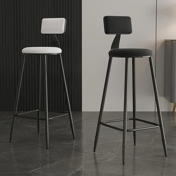 איכות גבוהה שחור כסאות בר עגול מודרני עור עיצוב מינימליסטי נורדי כיסא מתכת נוח Taburete אלטו רהיטים