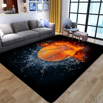 כדורסל 3D מודפס שטיח רך פלנל קצף זיכרון בבית גדול מחצלת הילד/תינוק לשחק לזחול שטיחים שטח חמוד חדר ילדים עיצוב השטיח