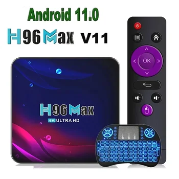 על xxiaomi H96 מקס V11 אנדרואיד 11 Smart TV Box 2GB 4GB Hd 4K 2.4 G 5G Wifi BT4.0 HDR USB 3.0 3D H. 265 מקלט Media Player