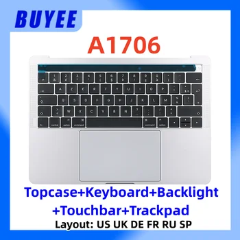 מקורי A1706 PalmRest עבור ה-MacBook Pro בגודל 13.3 אינץ ' Topcase אותנו בריטניה ספרדית צרפת רוסית גרמנית תאורת המקלדת Touchbar Trackpad