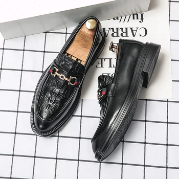 שחור נעלי גברים גברים מוקסינים אופנה גברים נעלי עור מגמה חום נעלי מותג גדול גודל מסוגנן עבור נעלי היפ הופ