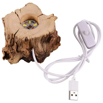 עץ הבדולח לעמוד גדם בצורת מנורת לילה לעמוד טעינת USB LED אור בעל