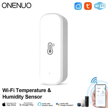 ONENUO WiFi טמפרטורה חיישן הלחות מקורה חכם החיים חיישן Tuya וסת לחות חיישן עובד עם אלקסה Google