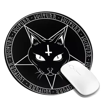 שטני מתכת שחור חתול 666 משטח עכבר מנגה מגניב צבעוני עגול Mousepad נוח איכות מחצלות העכבר על מחשב נייד מחשב