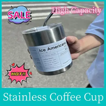 קפה כוס תרמוס אל חלד 304 שכבה כפולה קריר קש גביע נייד לשימוש חוזר ההגירה קרח האמריקאית ספל קפה, בקבוק מים
