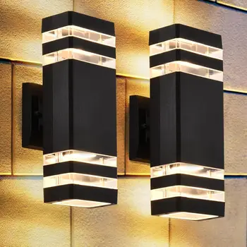 עמיד למים LED אור הקיר חיצוני עד למטה אורות גן E27 אור ראש כפול מנורת קיר מקורה הבית עיצוב תאורה למסדרון
