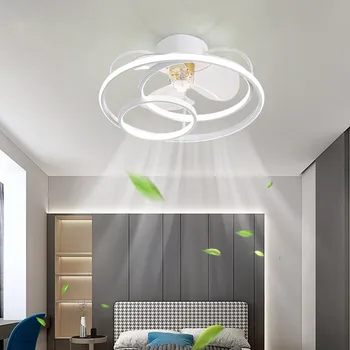 חכמים המודרניים LED מאוורר תקרה מנורת אפליקציה עם שלט מתכוונן מהירות Dimmable מאווררי תקרה עם תאורה עבור חדר השינה