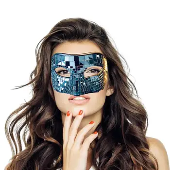 דיסקו המסכות Eyemasks לנשים Eyemasks עם כדור דיסקו עיצוב נצנצים פייטים אופנתי הפנים מכסה עבור Cosplay נשפים
