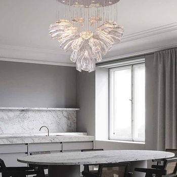 מודרני גדול זכוכית נברשת עבור הסלון Led תפאורה הביתה תאורה פנימית יוקרה כסף תלויות מנורות עיצוב יצירתי הברק
