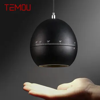 TEMOU מודרני שחור תליון מנורת LED מתכווננת אורך מוקד עיצוב יצירתי ליד המיטה תלויה אור הביתה השינה