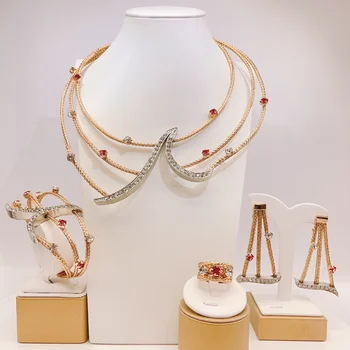Yulaili הגעה חדשה תכשיטים יפים להגדיר צורה גיאומטרית עם פנינת שרשרת חרוזים לנשים חינם Shippig מסיבת חתונה, מתנה