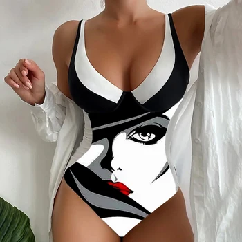 2023 נשים בגדי ים חתיכה אחת Monokini בגדי ים סקסי בגד ים עם קו מותן גבוה הדפס גרפי בגדי ספורט חדשים