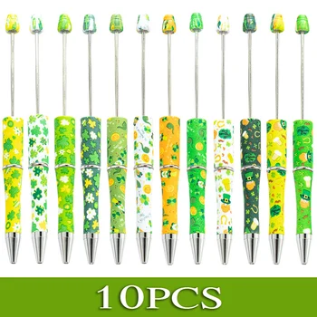 10Pcs תלתן בעל ארבעה עלים-דפוס עטים DIY חרוזים עט עטים כדוריים, ציוד לביה 