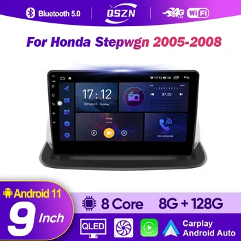עבור הונדה Stepwgn 2005-2008 אנדרואיד 12 רדיו במכונית חכם, מערכת מולטימדיה נגן וידאו ניווט GPS, 4G QLED 8+128G סטריאו