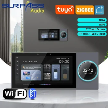 בית חכם Wifi מגבר עם Tuya 6Inch אנדרואיד 8.1 מערכת Bluetooth Zigbee מוסיקה פאנל מובנה 1W רמקול הסלון מקורה