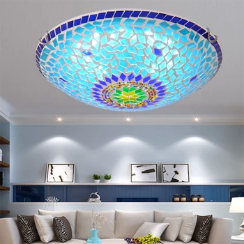 התיכון אור תקרת זכוכית בוהמית הביתה לופט בעיצוב הסלון יצירתי מעגל אורות המטבח, חדר השינה מנורה קבועה
