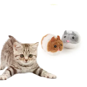 חדש 1PC חתול חמוד צעצוע קטיפה צעצוע פרווה שייק תנועת עכבר חתול המחמד מצחיק עכברוש קטן אינטראקטיבי לנשוך צעצועים