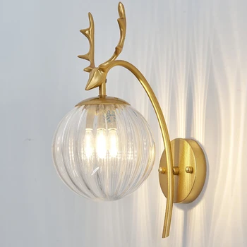 הנורדית המודרנית מנורת קיר ברזל זכוכית כדור קיר מנורות סלון, חדר שינה עיצוב הבית זהב המיטה קיר אור אביזרי אמבטיה