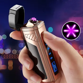 המתכת החדשה Windproof פלזמה USB לטעינה דופק חשמלי שש קשת סיגר Flameless מצית חיצוני נייד ברביקיו מתנה לגברים
