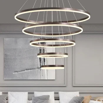 נורדי Led נברשת הטבעת מנורה עם שלט רחוק השינה מטבח לחיות בחדר האוכל מדרגות קישוט הבית תאורה פנימית