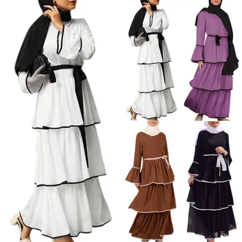 2023 Abaya לנשים סתיו נשים מוסלמיות שרוול ארוך O-צוואר מוצק צבע רב Abaya שמלת מקסי המוסלמים אופנה שמלות Abaya השמלה