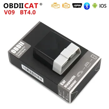 OBDIICAT סופר מיני ELM327 V1.5 OBD2 אבחון סורק V09 Bluetooth ELM 327 1.5 אוטומטי הקוד קורא תומך בפרוטוקול OBDII המכונית