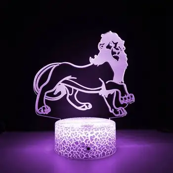 Nighdn 3D אשליה המנורה אריה מנורת לילה לילדים קישוט חדר השינה מנורת לילה ילד חג המולד מתנות יום הולדת עבור בנים בנות