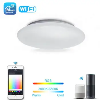 Wifi חכם התקרה אור 28W RGB+CCT LED סביב מנורת תקרה RGBCW Dimmable אפליקציה שליטה קולית עם אלקסה הבית של Google קסם הביתה