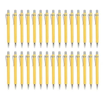 30Pcs Bamboo Pen עץ במבוק עט כדורי 1.0 מ 