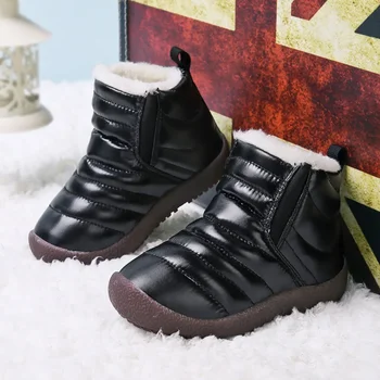 החורף לילדים, מגפי קטיפה החלקה כותנה נעליים עמיד למים חמוד של ילדים נעלי ספורט נעלי הליכה חם פרווה ילדים מגפי שלג