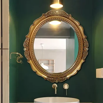 תלוי בציר מראה האמבטיה מסגרת אסתטית המראה זהב אין ערפל סגלגל Espejo פארא Ducha לגלח לשיפור הבית