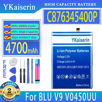 YKaiserin סוללה C876345400P 4700mAh עבור BLU V9 V0450UU Bateria