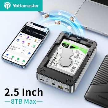 Yottamaster אחסון ברשת עם 2.5 אינץ 'כונן קשיח SATA מארז NAS ענן פרטי תמיכת אחסון גיבוי אוטומטי', Access מרחוק