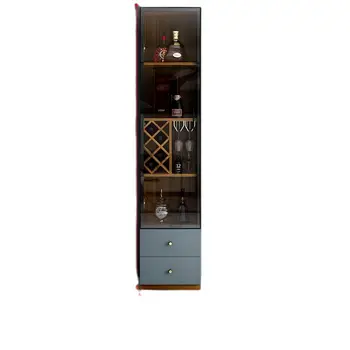 דלת אחת עם ארון בלי אור high-end יין ארון מודרני מינימליסטי דלת זכוכית נורדי הרצפה בצד ארון בר מדף