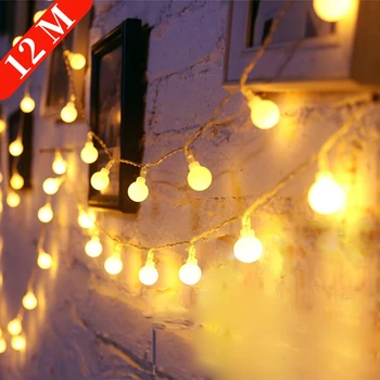 12M USB/סוללות הוביל כדור גרלנד אורות עמיד למים חיצוני המנורה חג המולד מסיבת חתונה פיות אורות מחרוזת קישוט