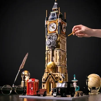 יצירתי Steampunk לונדון ביג בן, בניין לבנים מגדל השעון המפורסם בעולם ארכיטקטורות בלוק מודל צעצועים אוסף מתנות