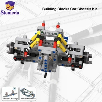 טכנולוגיה אבני הבניין הרכב מארז 4WD לנהוג הבולם הקדמי הבולם האחורי יצירתי חלקיקים קטנים הרכבה, פאזל צעצוע