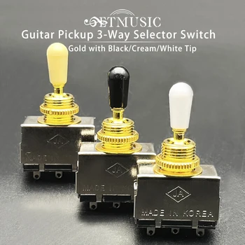10Pcs 3-דרך איסוף אטום בחירת מפסקים על גיטרה חשמלית זהב עם שחור/שמנת/לבן טיפ.