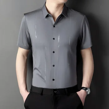 הקיץ s בגדים דקים 2024 עסקים של גברים מקרית חולצה האופנה שרוול קצר למעלה הדפסה Camisas דה גבר