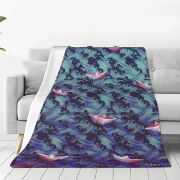 יפנית גלים, סירות נייר שמיכה כיסוי מיטה על המיטה שמיכת פיקניק כיסויי מיטה מיטת קווין