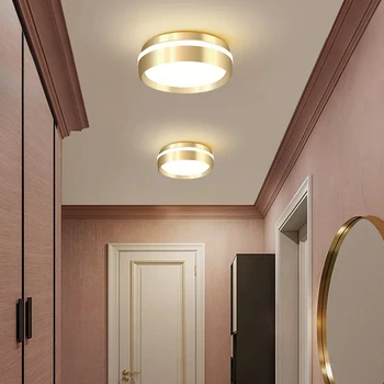 יוקרה LED אורות התקרה Nodic הביתה תפאורה ואביזרים עבור חדר השינה חי בחדר האוכל מסדרון מנורות נחושת עגול עיצוב תאורה