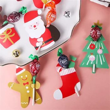 6 סוגים חג המולד DIY יצירתיים סוכריה על מקל סוכריות אריזה כרטיס סנטה קלאוס חמוד סוכריות קישוט חג מולד כרטיס למסיבה ילד טובות