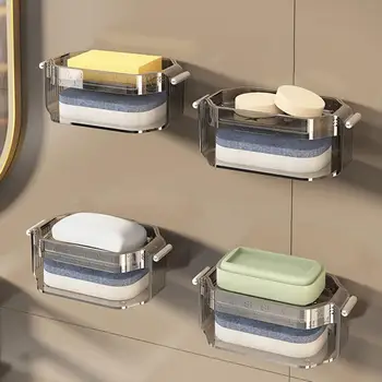 קיר רכוב סבון כלים חזקים נושאי התקנה פשוטה שכבה כפולה סבון לרוקן את תיבת שירותים אחסון מדף
