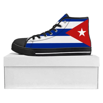 קובני הדגל העליון גבוהה באיכות גבוהה נעלי Mens Womens נער בד נעלי ספורט קובה מזדמן זוג נעליים נעליים מותאמות אישית
