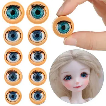 1 זוג סיליקון 4D בובה גלגול עיניים עם ריסים DIY בובה העיניים סימולציה פעיל עין אבזרים דול פעילות העיניים
