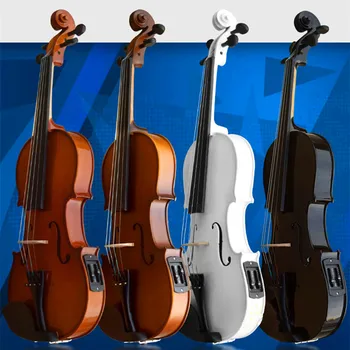 סט לבן שחור חום 4/4 חשמלי כינור מלאכת-יד Violino כלי נגינה עם רוזין מקרה