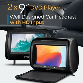 XTRONS 9 אינץ ' 2Pcs אוניברסלי לרכב טלוויזיה מסך TFT משענת ראש DVD עם USB/SD FM משדר וידאו RCA או פלט