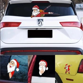 חג המולד הרכב מדבקה אחורי מגב מדבקה לשמשה הקדמית המדבקה קטגוריה אחורי מגב מדבקות חמוד סנטה קלאוס מנופף אביזרי רכב
