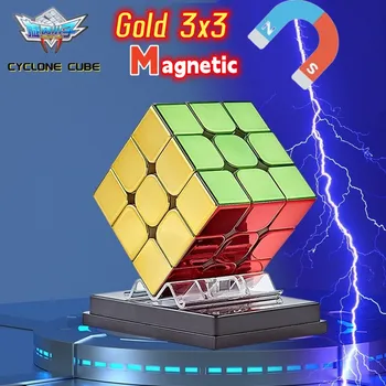 ציקלון בנים זהב מתכתי 3x3 מ ' מגנטי ציפוי קוביית הקסם מקצועי 3by3 3M מהירות פאזל הונגרי Magico Cubo צעצוע של ילד